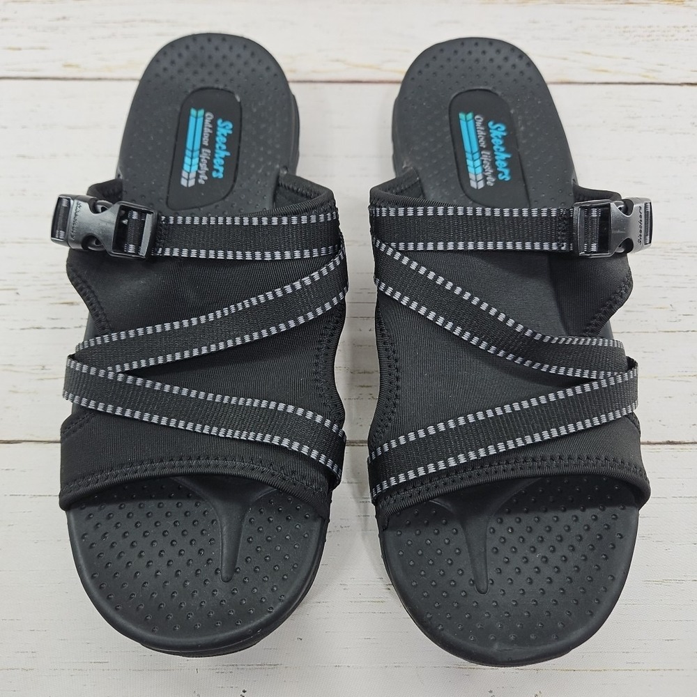 Skechers Sandals Womens Size 10 Black Reggae Slide Outdoor Lifestyle 56196S - Picture 2 of 10